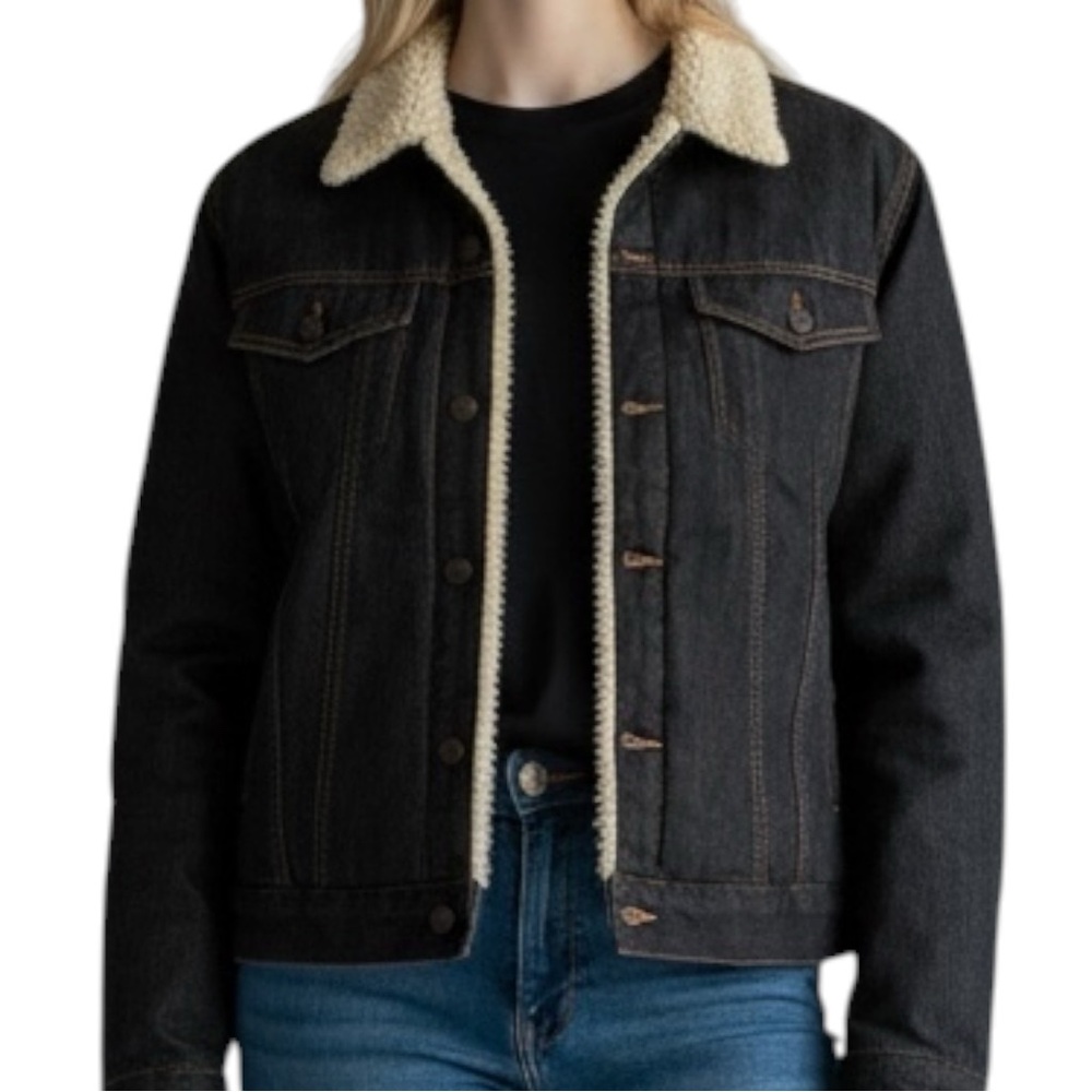 RUFF HEWN Denim / Sherpa Trucker Jacket Size Large — almost brand new